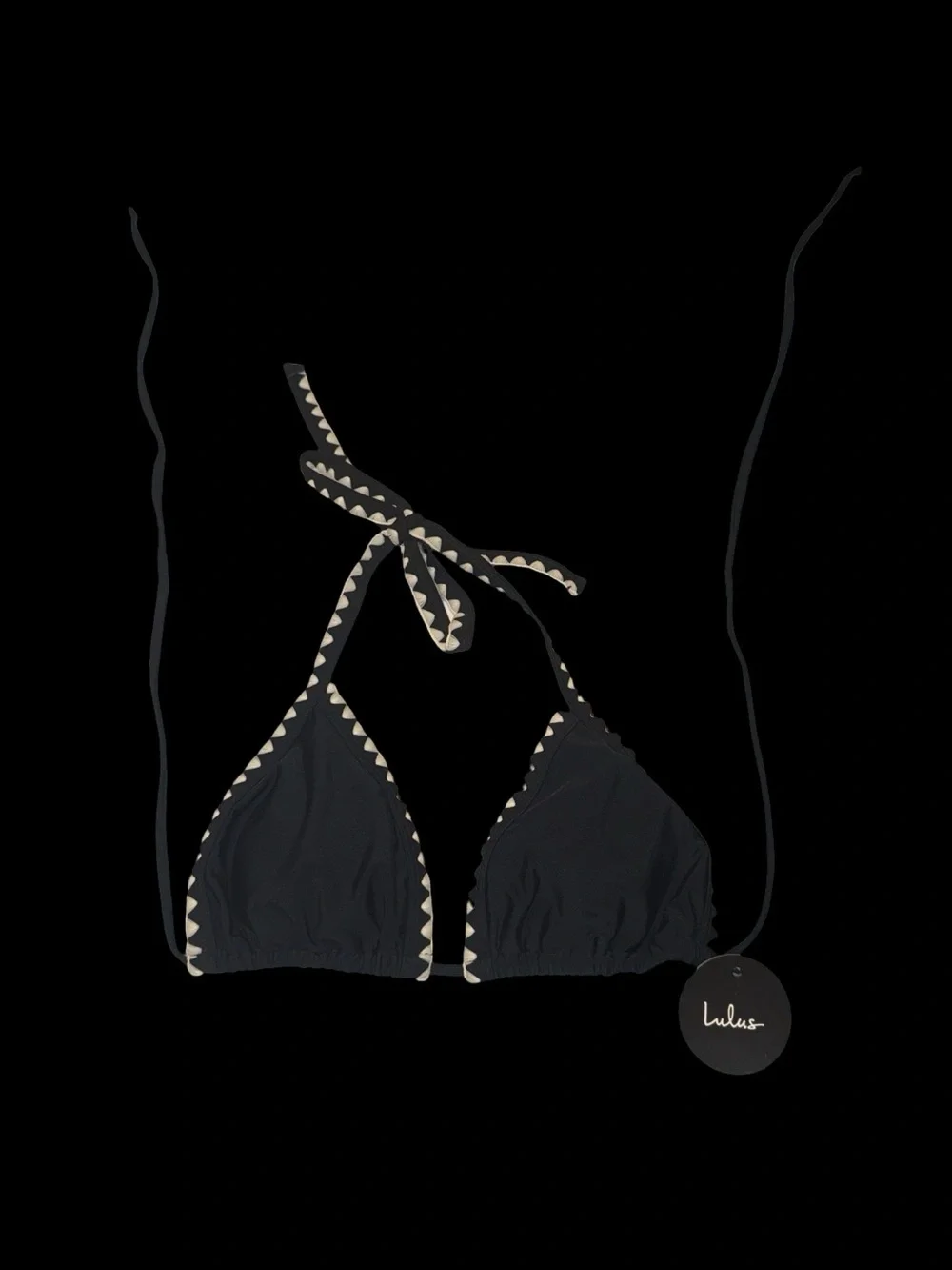 Lulu’s Cabo Charisma Black Embroidered Bikini Top